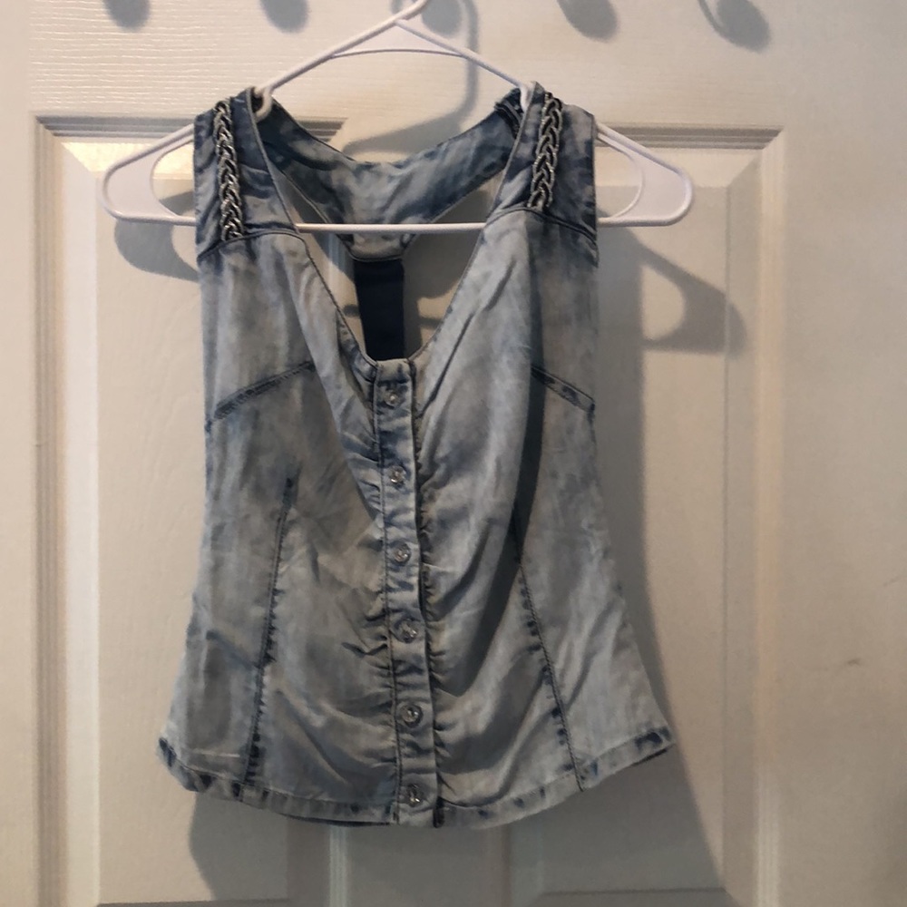 Light Wash Denim Buttonup Tank Top